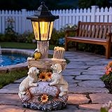ZYLiWoo Outside Dog Statue with Solar Lantern, Garden Welcome Sign Dog Solar Figurines Light, Patio Outdoor Decoration, Balcony Lawn Decor, Unique Birthday House Warming Gift for Women, Mom, Grandma