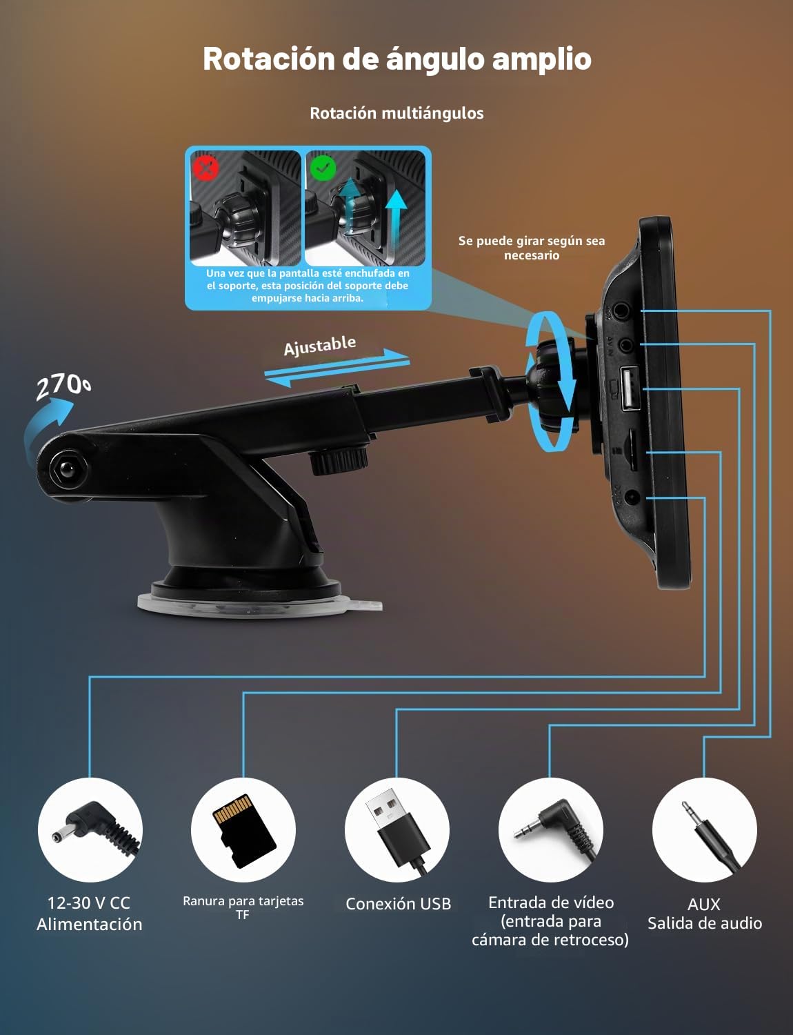 Pantalla 7 Pulgadas CarPlay, Pantalla Android Auto 2025 Mejorada, Pantalla CarPlay Buddy con navegación, Control por Voz, Mirror Link, Pantalla táctil, Reproductor Multimedia para Car Play Coche