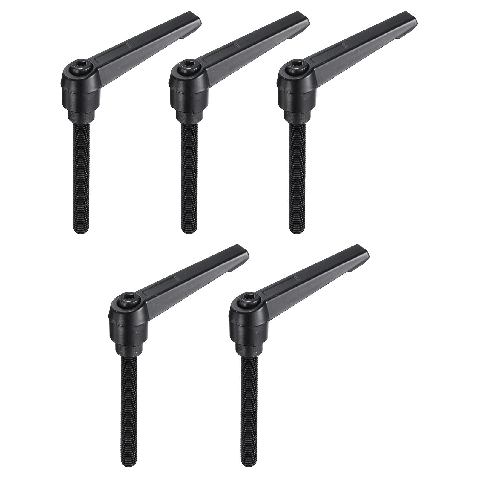 uxcell 5pcs Adjustable Clamping Lever Handle M8 x 70mm Metric Black Oxide Carbon Steel Male Threaded Stud Hand Knobs Ratchet Rotating Screw Handles Bolts with Locking Lever Black