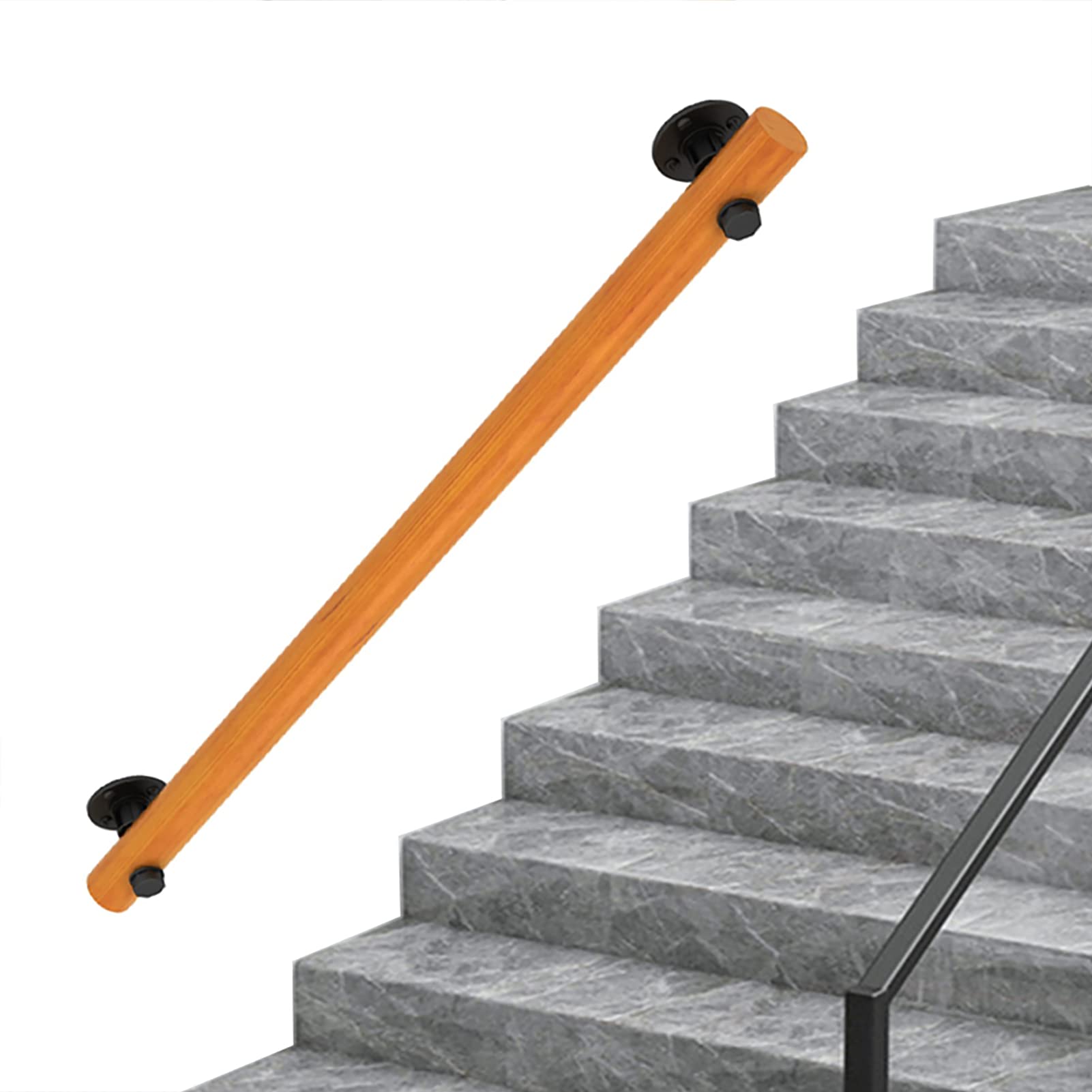 Wooden Stairs Handrails for Elderly Children Non-Slip Staircase Handrail Stair Banister Kit Safety Stair Railing for Stairway Villa Loft(110cm)