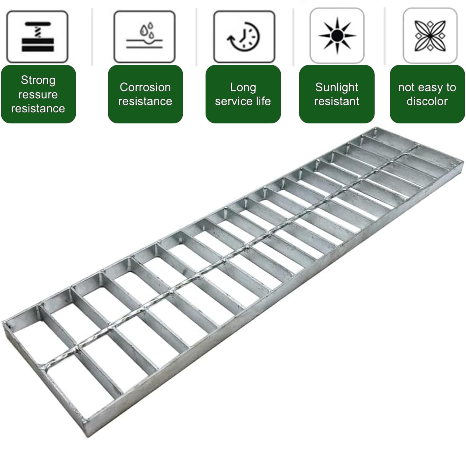 Rejilla De DesagüE De Acero Galvanizado Rejilla MetáLica De Alta Resistencia para Sumideros para Sumideros De HormigóN, Rejillas De Drenaje para Exteriores, para Carriles,Plata,50×35×3cm