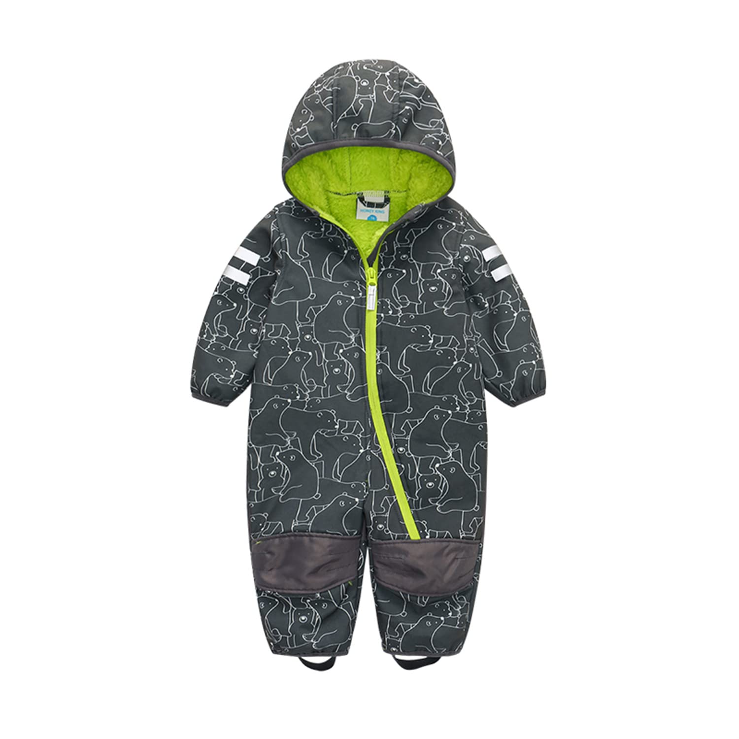 Unisex Jungen Schneeanzug Einteilig mit Kapuze Kleinkinder Warmer Skianzüge Baby Fleece Schneeoverall Trekking Wander Wasserdicht Windjacke Strampler Winter Verdickt Ski Einteiler Größe 80-116