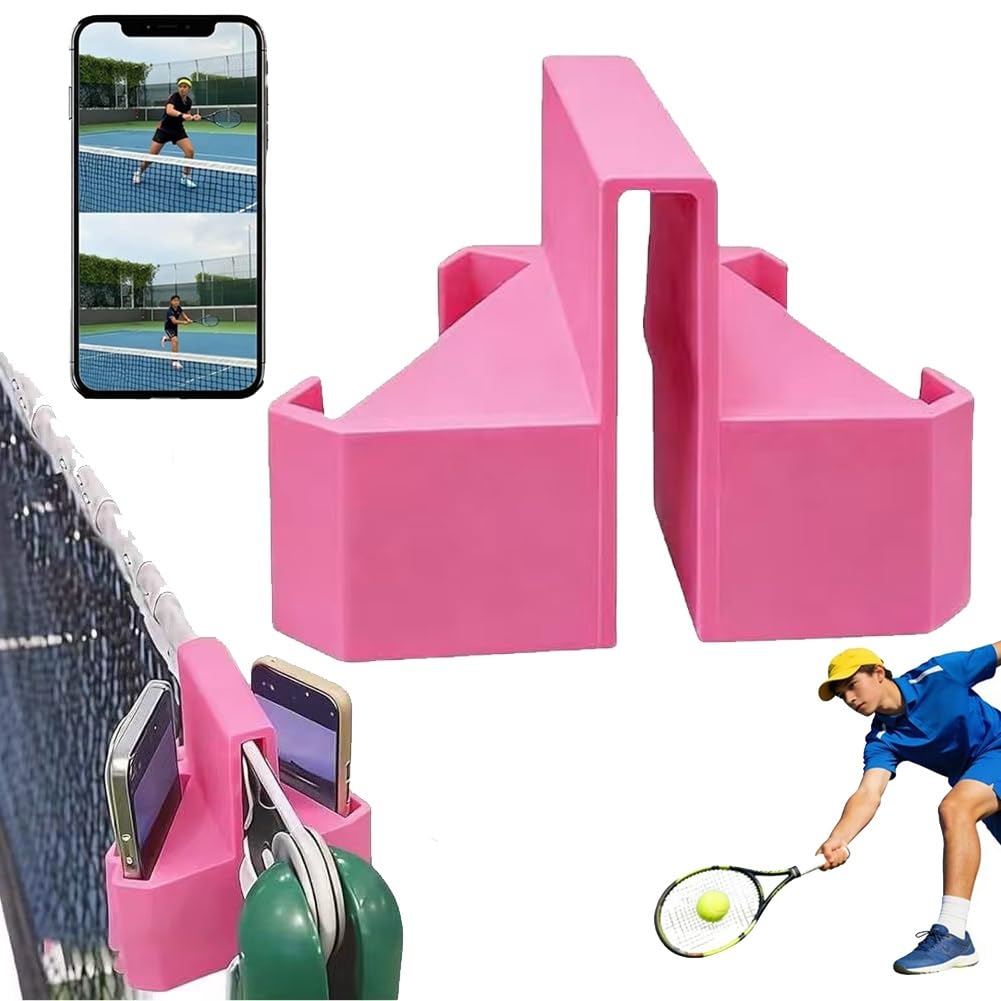Homtrator Pink 1Pc Tennis Camera Mount, Tennis Net Camera Mount, Padel Tennis Net Phone Holder For Pickleball For Match Analysis, Practice & Coaching, Smartphone Mount For Padel Court Fence