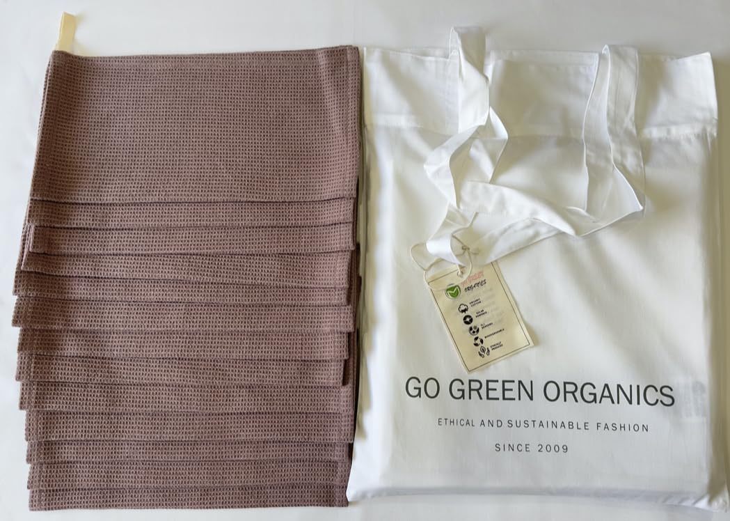 Paños de cocina de algodón orgánico con lazo (paquete de 12) 12 x 12 pulgadas, ultra absorbentes, duraderos, lavables a máquina, toallas multiusos para cocina, baño, lavavajillas, limpieza, malva