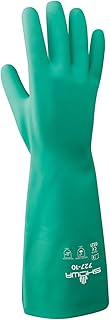 SHOWA 727-11 Nitrile Unlined Chemical Resistant Glove, XX-Large (Pack of 12 Pairs),Light Green
