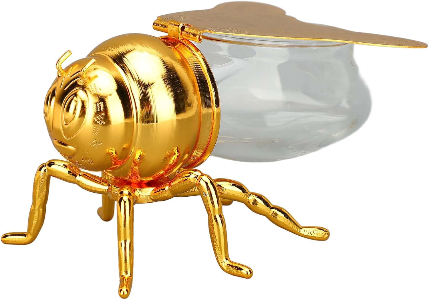 Bewinner Bee Shaped Honey Jar, Exquisite Glass Honey Pot With Spoon, Decorative Kitchen Container For Syrup Tea Leaves Seasoning Storage, Home Hotel Restaurant Table Decor image 3