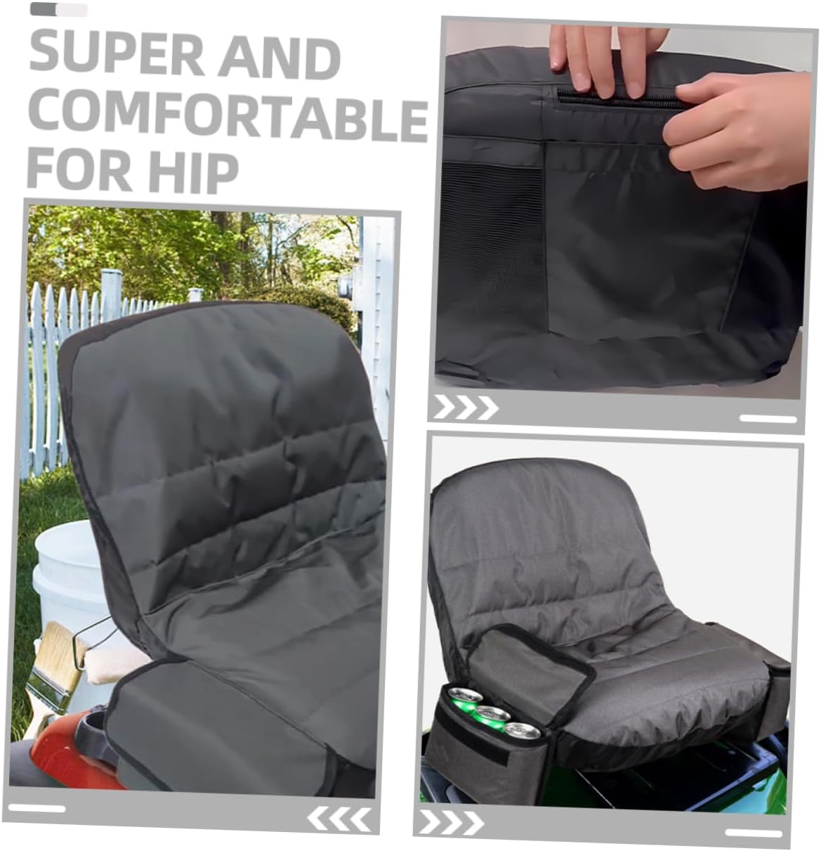 Kisangel Lawn Tractor Seat Cover Riding Mower Seat Protector Full-Body Weatherproof Oxford Gray