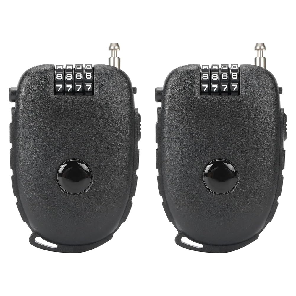 Littimoon Keyless Security 2pcs 4-Digit Combination Lock with 27.5 Inch Retractable Steel Cable for Bike, Ski, Stroller