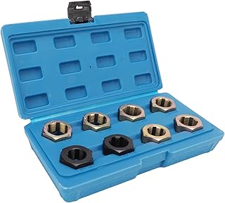 Axle Spindle Rethreading Kit Thread Repair Tool Durable Portable 8 Pieces for Vehicle Maintenance, Cleaning Threading Axle Spindle Thread Chaser Set and Thread Rethreading Restorer Tool