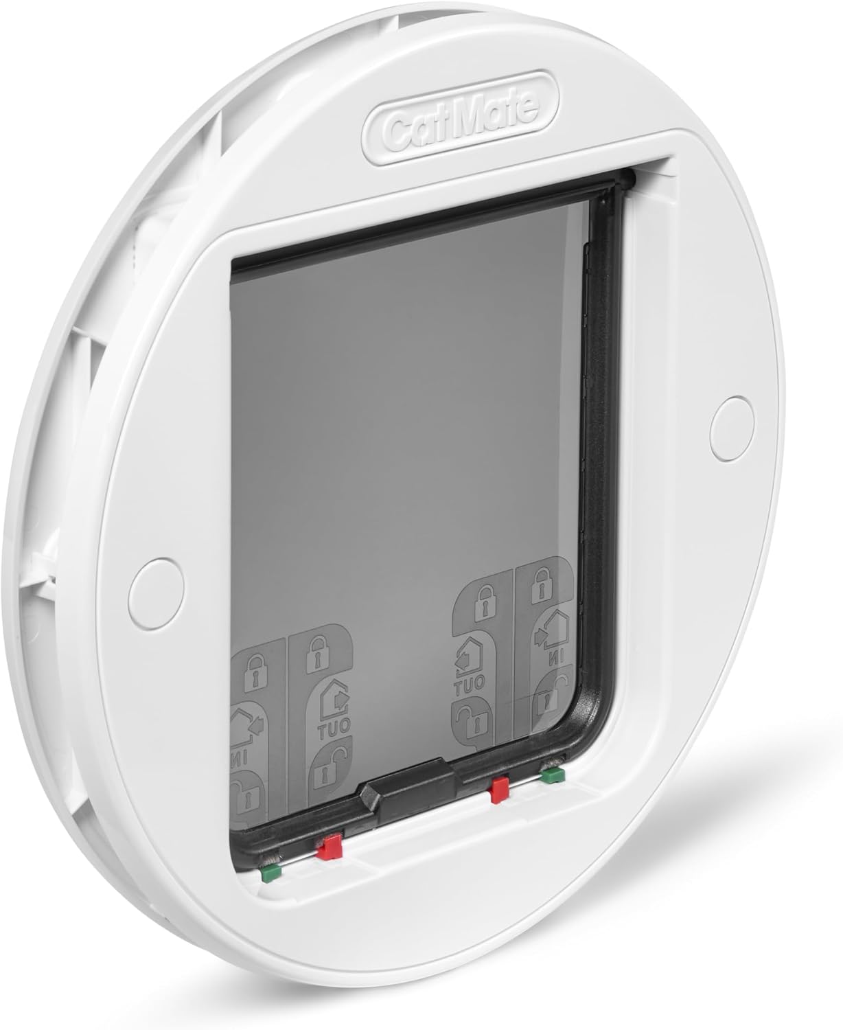 Cat Mate 4-Way-Locking Large Glass Fitting Cat Flap (357) - Secure Lockable Door for Large Cats and Small Dogs, for Single/Multiple Glazing, UPVC, Wooden and Wall, White | Suitable for Cats & Small Dogs, Weather Resistant, Fits Pets Up to 14-Inch Shoulder Height, 305 mm Diameter