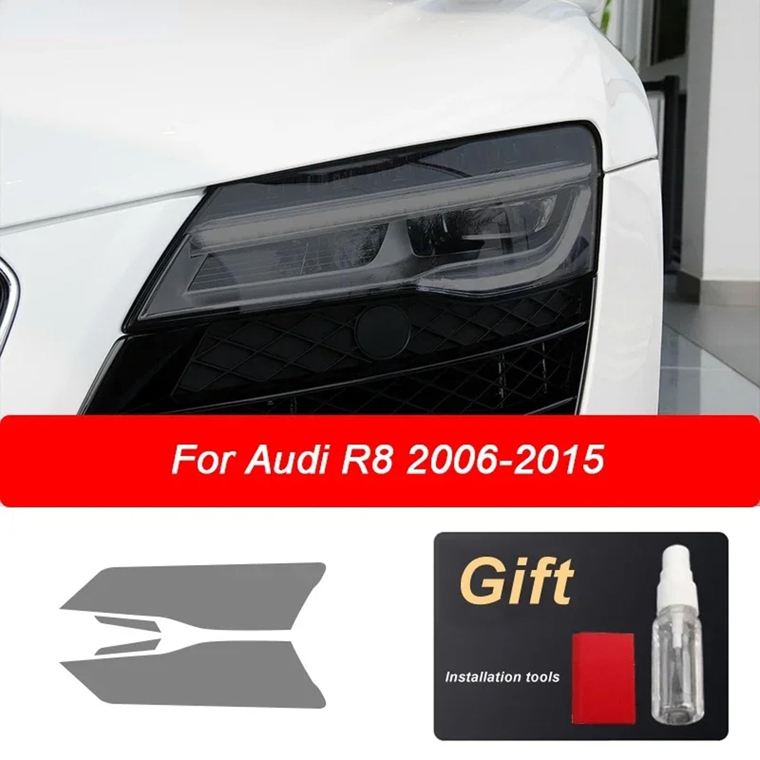 Autoscheinwerfer Schutzfolie für Audi A4 8V A3 B8 B9 A5 A6 C8 A7 A8 D4 TT E-tron R8,Autoscheinwerfer-Schutzfolie Anti-Kratz-Folie TPU-Aufkleber Zubehör,Blackened