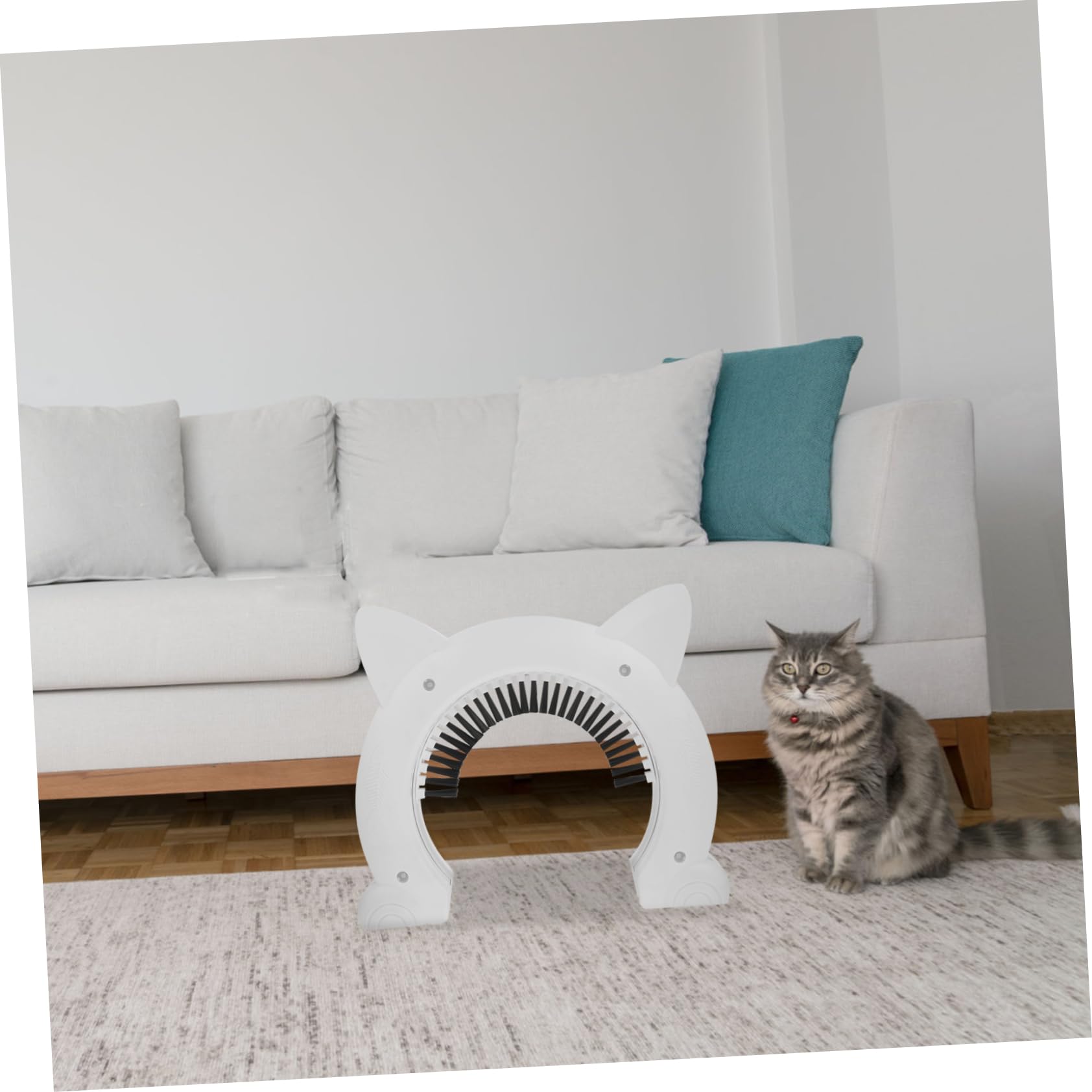 VICASKY Porte pour Chat Intérieure en Plastique ABS Brosse Intégrée, Accès Pratique pour Animaux Domestiques, Cadre Blanc, 1 Set pour Chien et Chat
