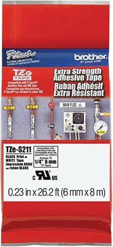 Miniatura 207 de Brother - Cinta de etiquetas laminadas P-touch M31, prémium, 0.47 pulgadas de ancho x 26.2 pies de largo, negra sobre transparente mate Negro sobre