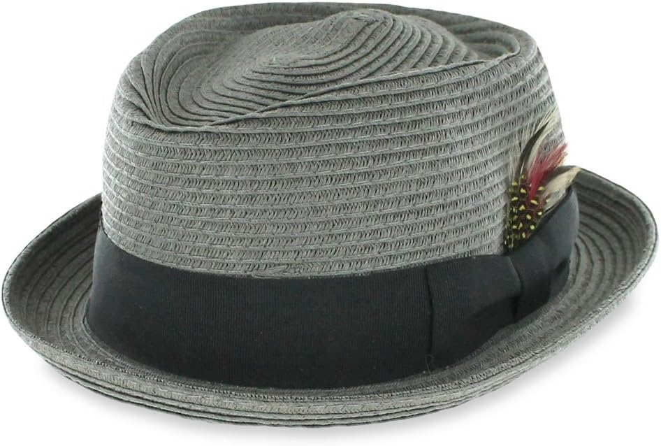 Belfry Braid Jazz Men’s Toyo Straw Porkpie Hat Grey Medium