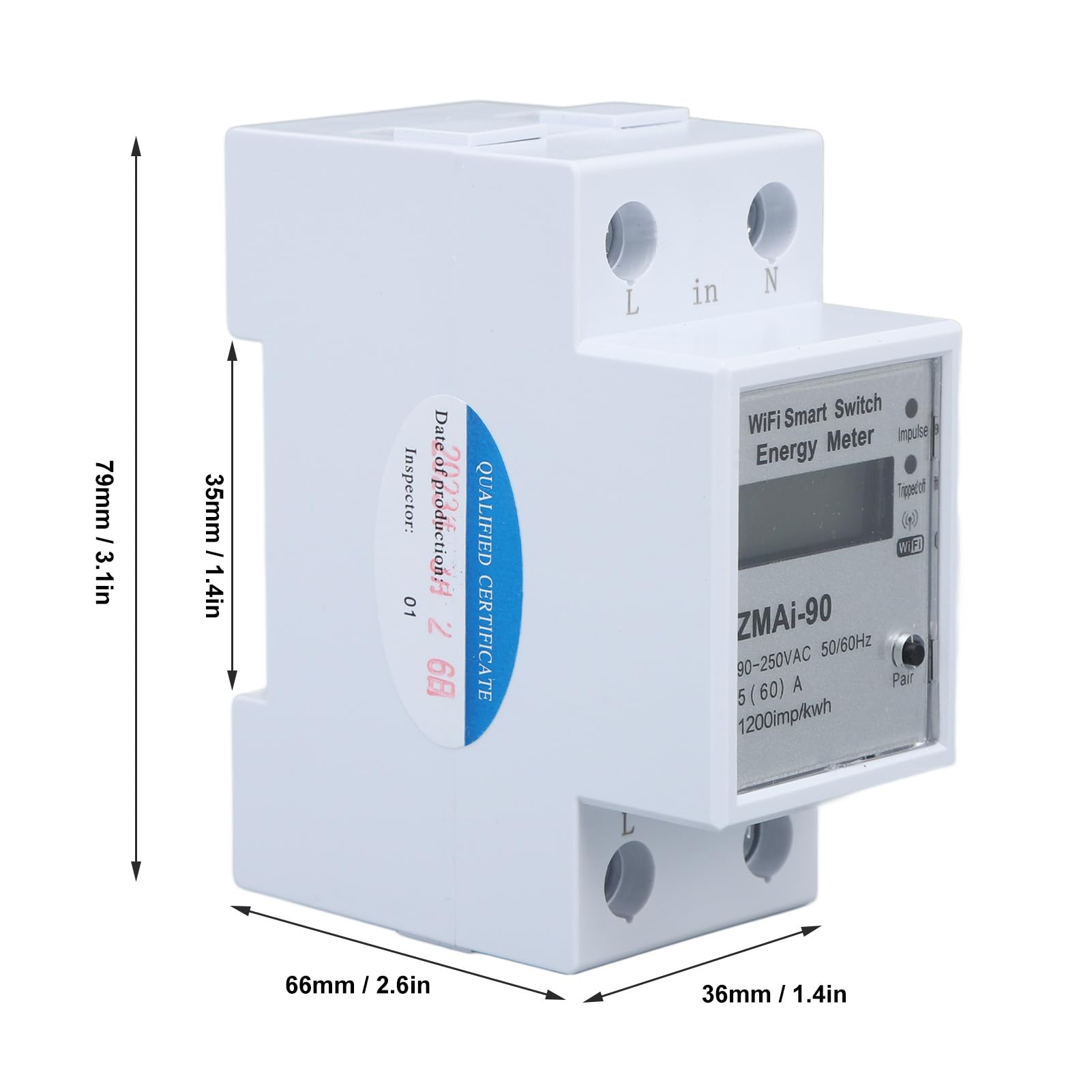Ferngesteuerter Energiezähler, WiFi-Stromüberwachung, Echtzeit für die Energieverfolgung zu Hause, 110–230 V, 1 Einheit