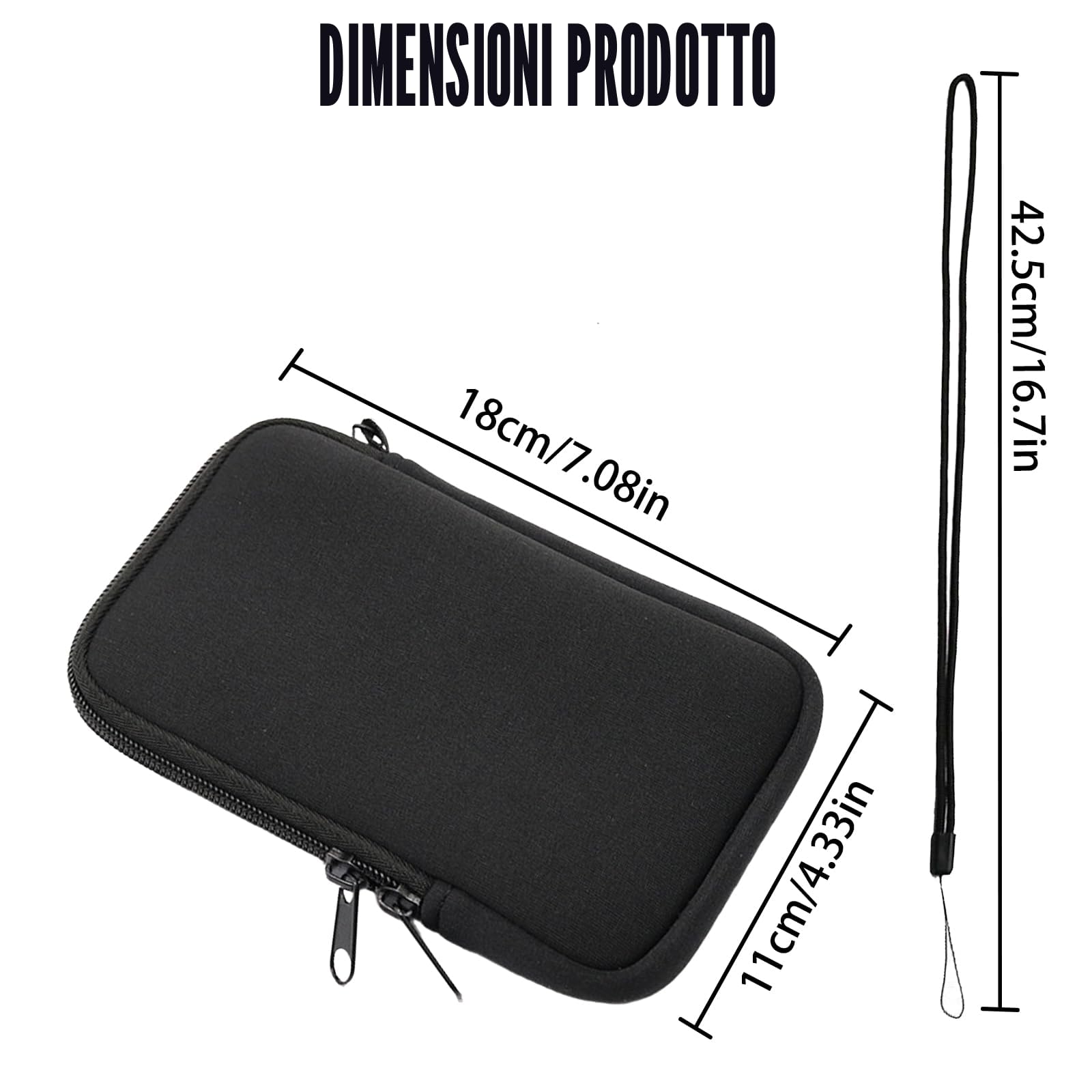 Custodia In Neoprene Per Smartphone LAJUP – Universale, Con Cerniera, Cordino Da Collo E Tasca Portacarte, Per Modelli Fino A 6.5 Pollici