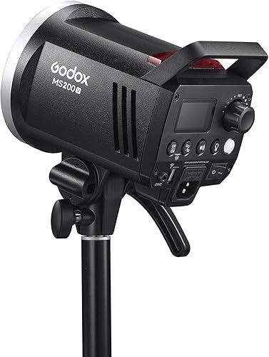 Miniatura 7 de Godox MS200-V MS200V 200W - Luz estroboscópica compacta de estudio, GN53 0.1-1.8S Tiempo de reciclaje, sistema 2.4G X, montaje Bowens con lámpara de