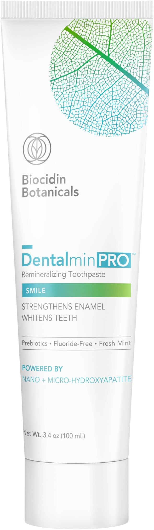 Biocidin Dentalmin Pro Remineralizing Toothpaste - Fluoride Free, Teeth Whitening Toothpaste - with Enamel-Strengthening Hydroxyapatite & Prebiotic, 5 Botanical Blend (3.4 oz)