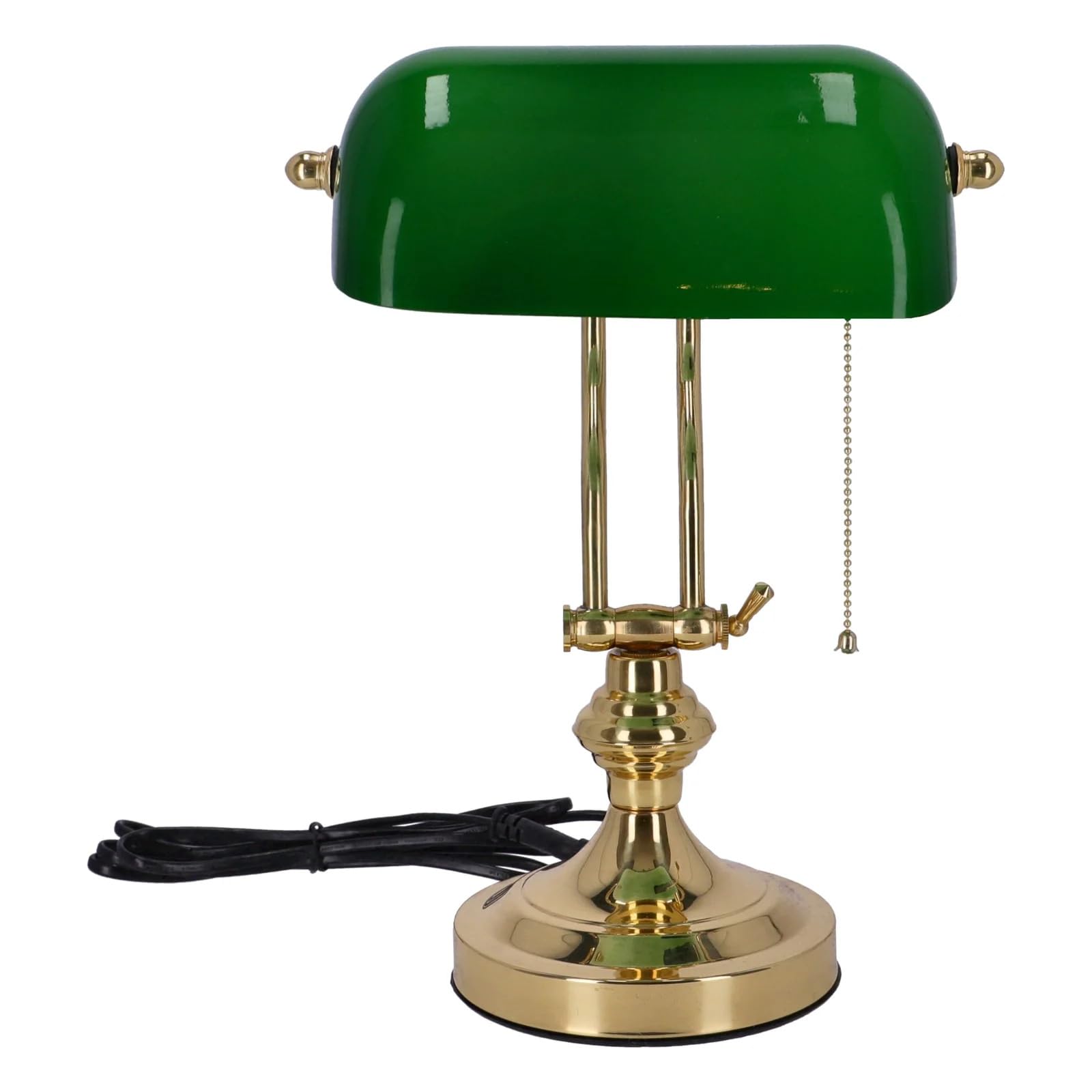 Lampada Da Tavolo Ministeriale In Ottone Massiccio Con Vetro Verde – Made In Italy (Altezza 53 Cm) - 4