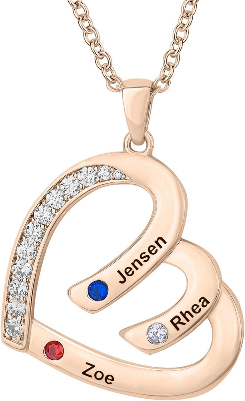 LucySky 925 Sterling Silver Mother Necklace with 1-4 Birthstones, Custom Necklace for Women, Personalized Christmas, Birthday Day, Mother's Day Gift for Wife, Girlfriend, Grandma