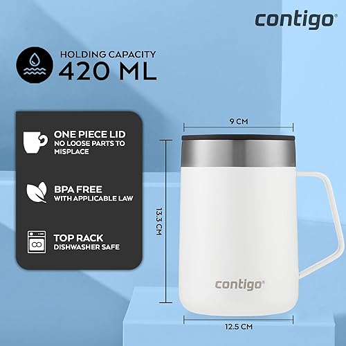 Miniatura 6 de Contigo Streeterville - Taza térmica de café aislada con mango de acero inoxidable, 14.2 fl oz