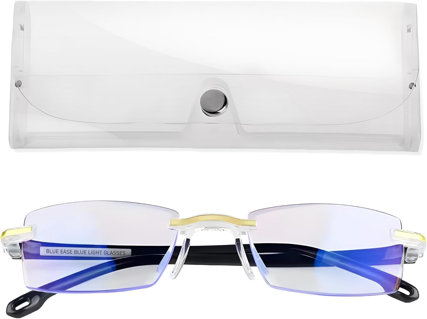 FREEZE2TRIM Blue Ease Optics Glasses for Women and Men No Blue Light Glasses For Men and Women Ease Eye Strain from Screen Computer Gaming BlueEase-Optics Eyeglasses with Clear Frame & Travel Case