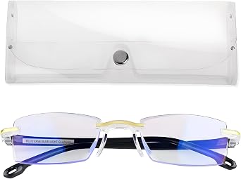 FREEZE2TRIM Blue Ease Optics Glasses for Women and Men No Blue Light Glasses For Men and Women Ease Eye Strain from Screen Computer Gaming BlueEase-Optics Eyeglasses with Clear Frame & Travel Case