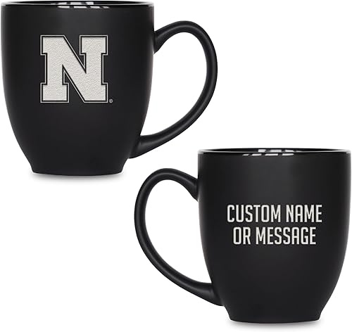 Rico Industries NCAA Primary - Taza personalizada de 15 onzas, color negro mate, para bebidas calientes o frías