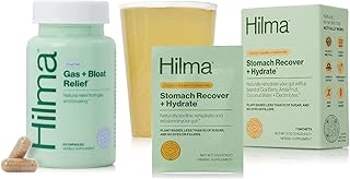 Hilma Natural Gas & Bloating Relief and Stomach Recover + Hydrate - Organic Electrolyte Powder with Prebiotics and Gastroprotective Herbs Bundle