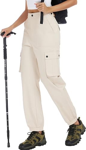 Women's Cotton Ripstop Cargo Jogger Pants with Pockets for Outdoor & Hiking