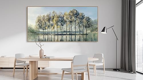 Miniatura 5 de Shoci Arte de pared de árbol grande  Flotador natural enmarcado puesta de sol, paisaje, lienzo de árboles en la isla para sala de estar, pintura