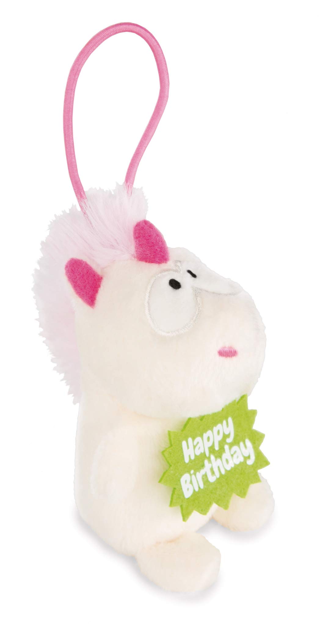 NICI 42722 zawieszka jednorożec Theodor Happy Birthday, 8 cm, biały/różowy