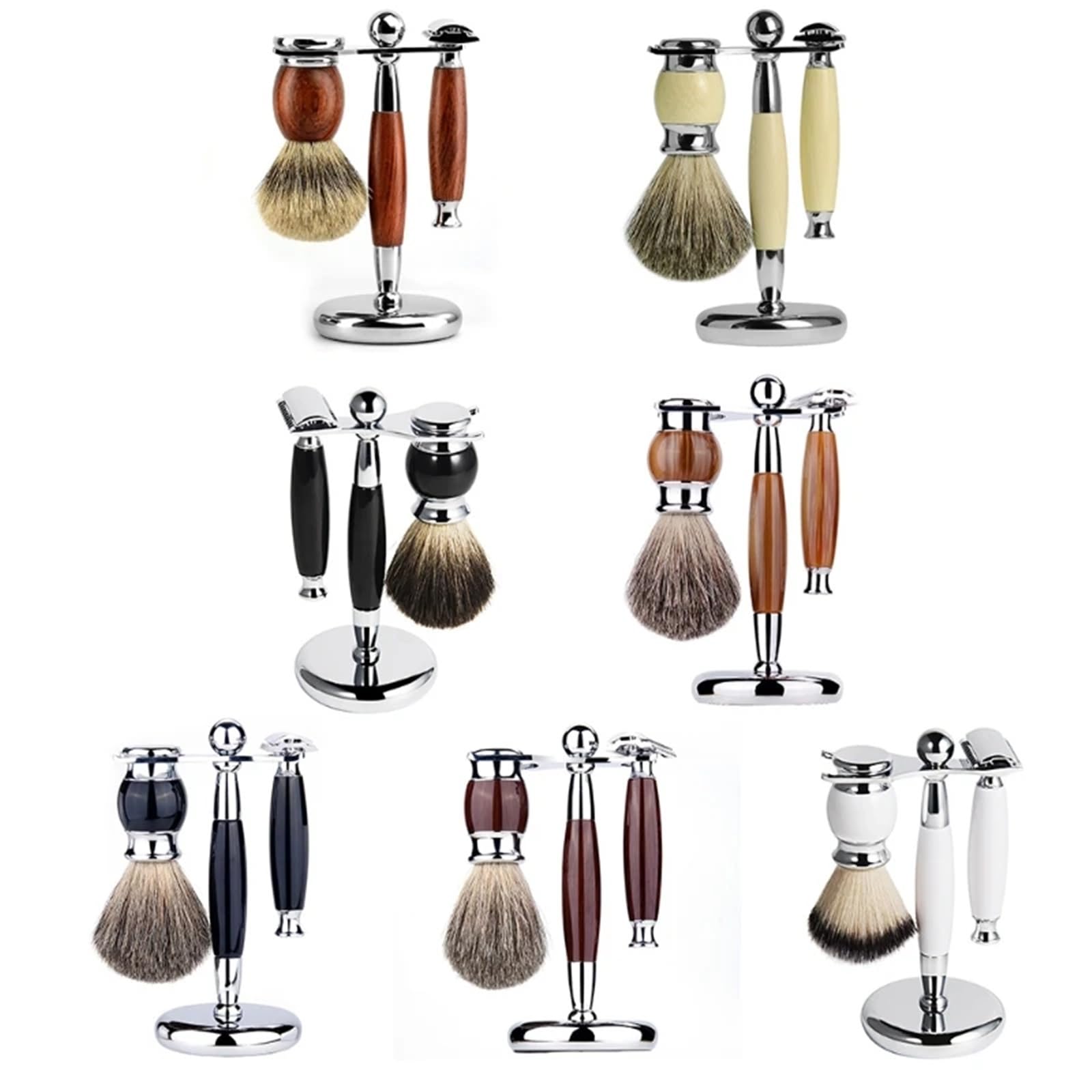 Männer Luxus Manuelle Rasiermesser Bart Reinigung Pinsel Metall Rasierer for Stand Halter Haar Trimmer Pflege Werkzeug(White)