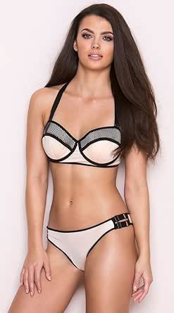 Amazon.com: Coquette Nude and Black Bra and Panty Set: Clothing, Shoes