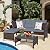 HAPPYGRILL 3 PCS Patio Conversation Set Sectional Rattan Wicker Sofa Set with Steel Frame & Seat Cushion, Outdoor Table & Sofa Furniture Set for Garden Lawn Pool Backyard
