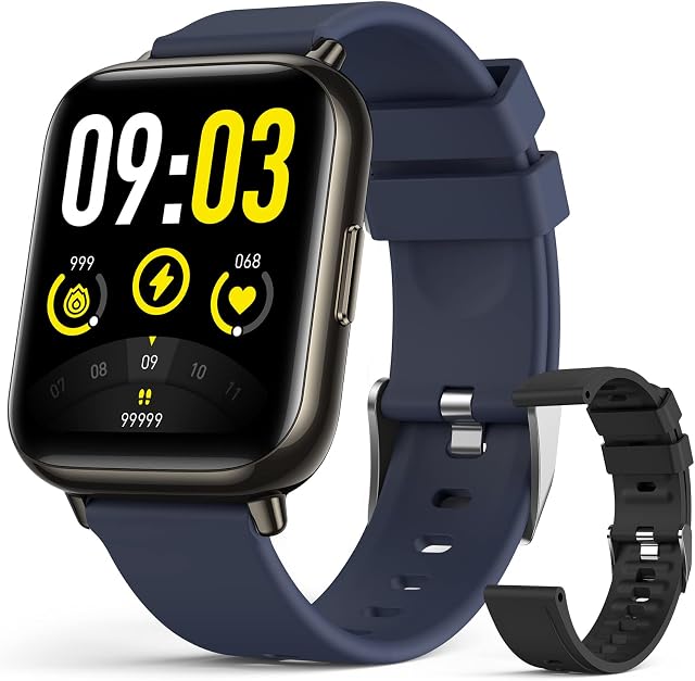 AGPTEK Smart Watch for Men, 1.69" HD Screen Smartwatch Men, Fitness Tracker Watch with Heart Rate Sleep Monitor, IP68 Waterproof Outdoor Sports for Android iOS Phones (Blue)