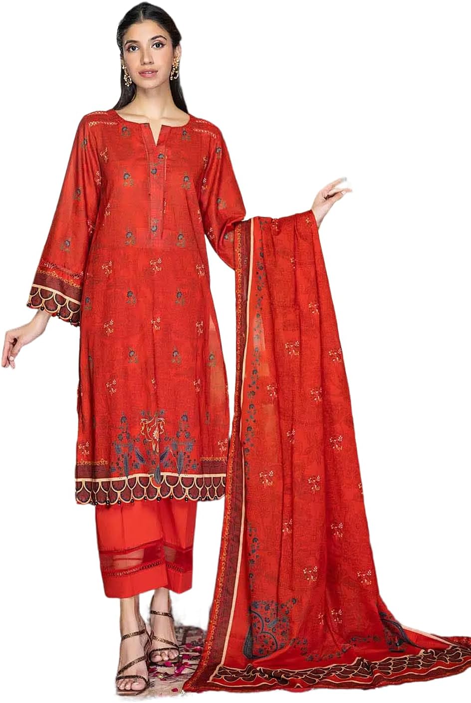 Gul AhmedRed Collection 3-Piece Lawn Unstitched Printed Suit CL-32252 - Elegant Summer Fashion for Women