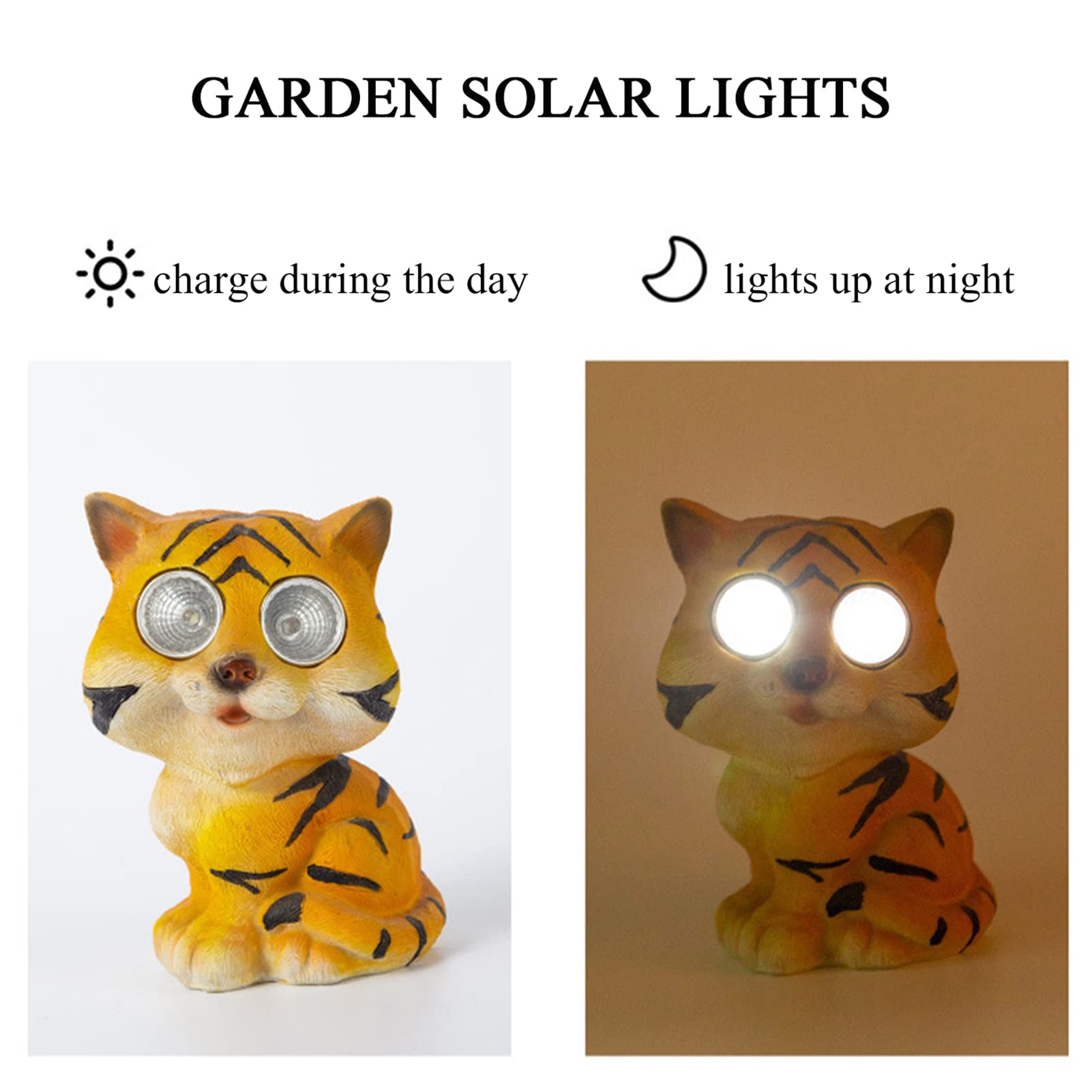 Ornamenti da Giardino Tigre Statua di Simulazione della Luce Solare Resina Scultura di Piccoli Animali per Soggiorno, Giardino, Balcone, Cortile, Decorazione della Villa Regalo di