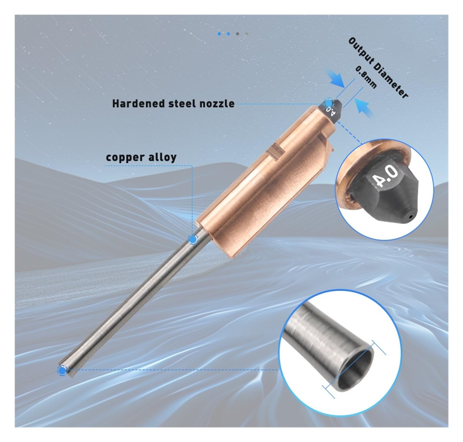 Adecuado for boquilla de acero endurecido bimetálico de 0,25 mm, 4 mm, 6 mm, 8 mm, piezas de impresora 3D desmontables mejoradas(0.8mm nozzle,4 pcs)