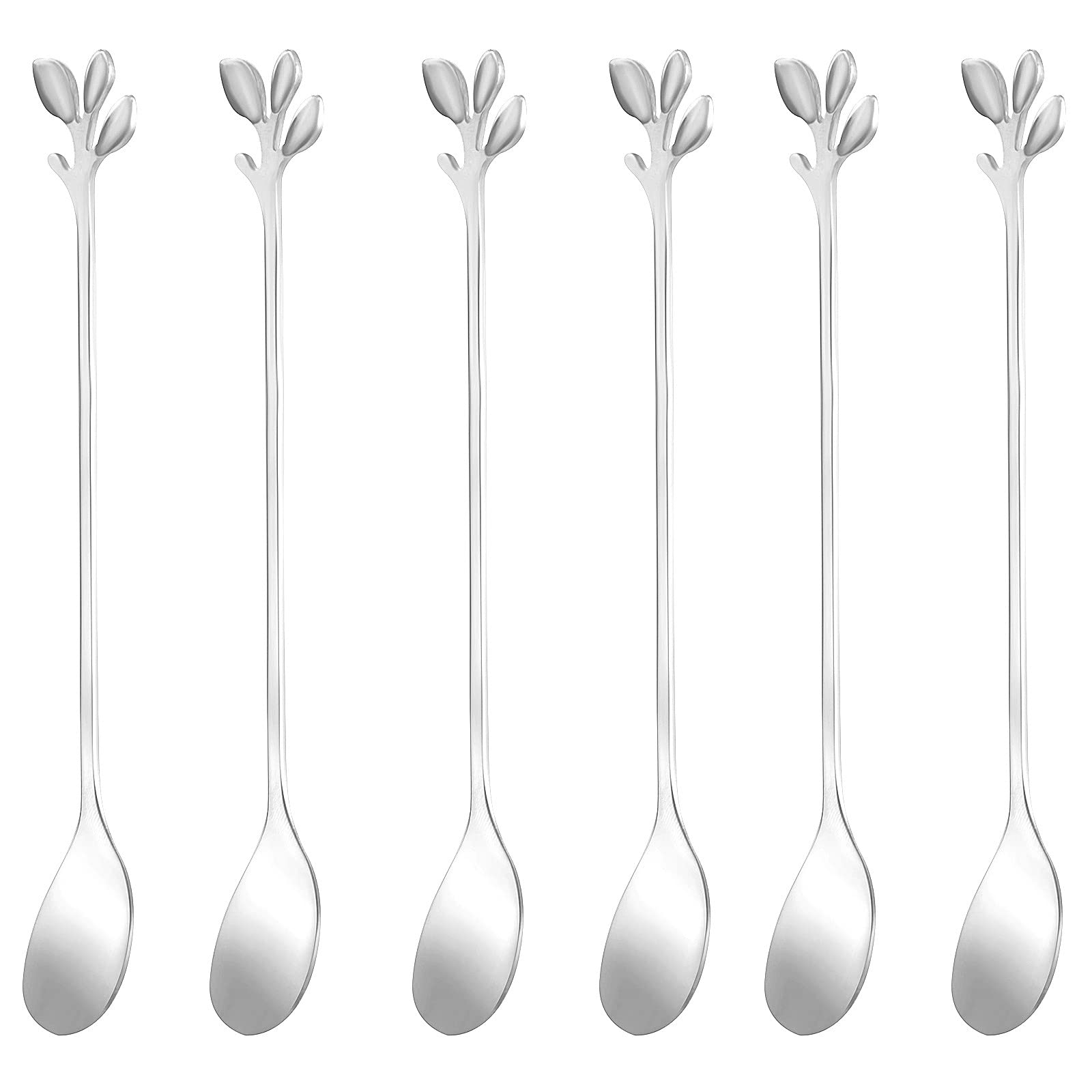 Cuillères à dessert fleur en acier inoxydable 17,8 cm pour café et fruits