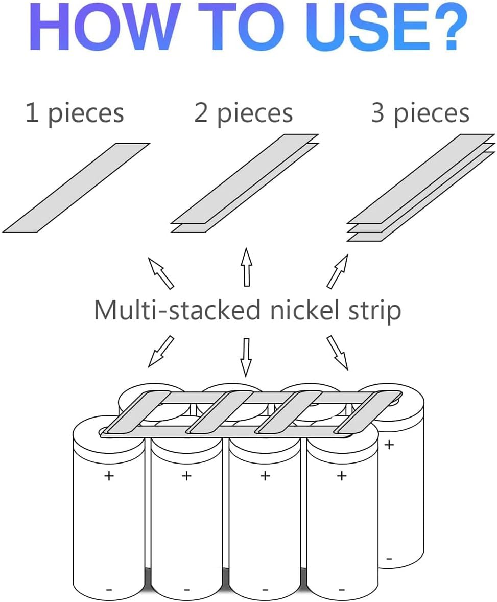 Nickel Strip for Battery Welding, High Weldability Nickel Tape for Battery Spot Welding 5m/10m 0.1/0.15/0.2 Nickel Tap for 18650 Cell Battery Pack Spot Welding 1Roll (0.2mm*8mm*5m(16.4ft))