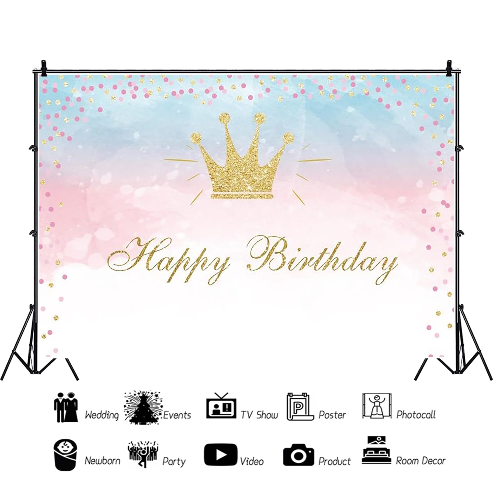 Déco Fête Thème Princesse Toile Fond Photo Anniversaire Rose Et Or 7x5FT - Décoration  Fête Fille Couronne Princesse, image size:1700x1700