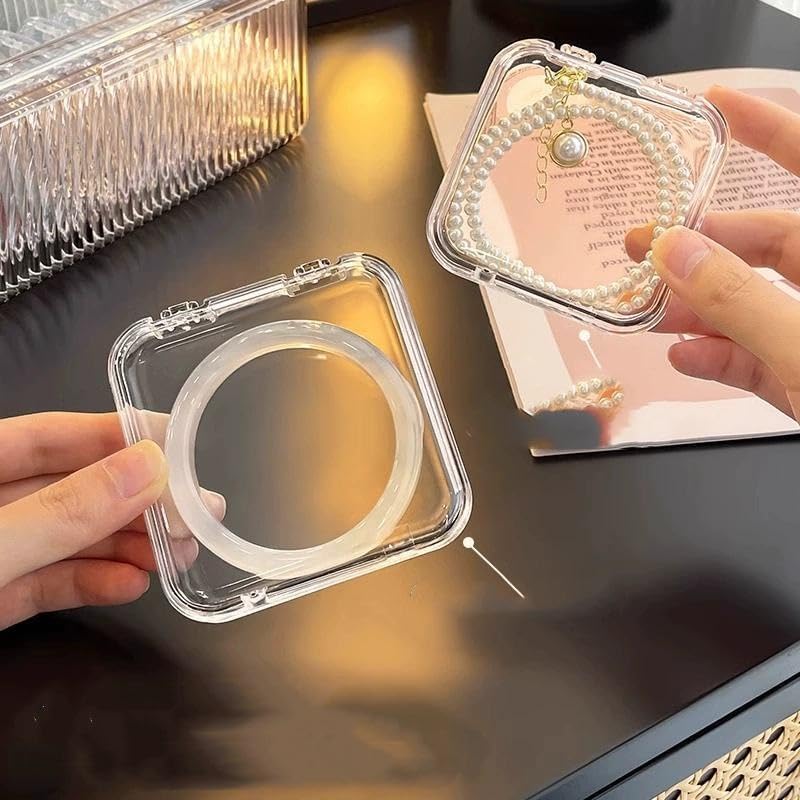 Acrylic Jewelry Organizer Box Set, Portable Storage Boxes With Anti-Oxidation For Earrings, Bracelete, Rings, Necklace, Watch, Transparent Jewelry Case For Women & Girls (Jewelry Case)