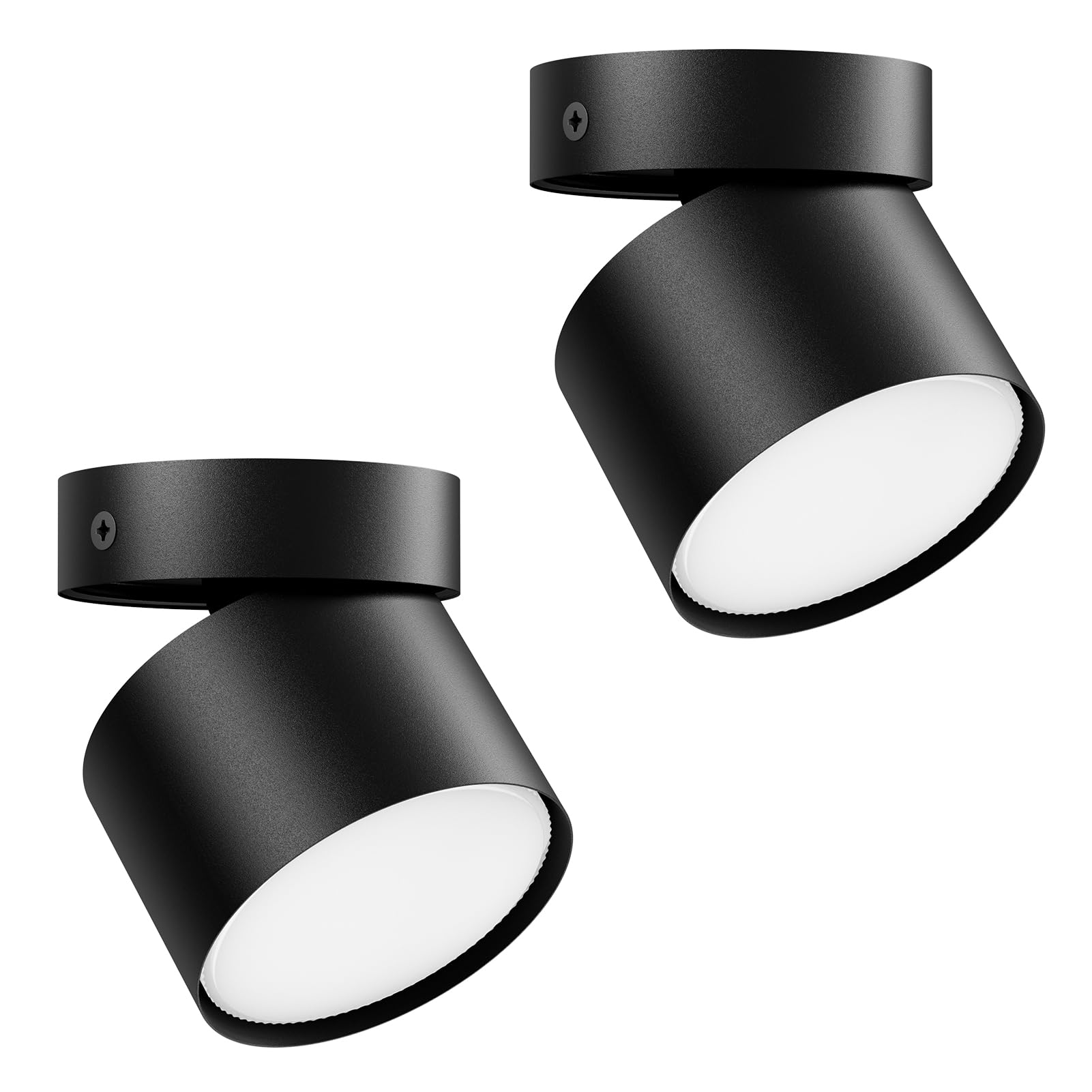 Klighten 2 Stück Deckenstrahler 1 Flammig GX53 Aufbauspot Schwenkbar Aufbaustrahler, Runde Deckenspots Aufputz Schwenkbar aus Aluminium, 81 x 79 mm, Ohne Leuchtmittel, Schwarz