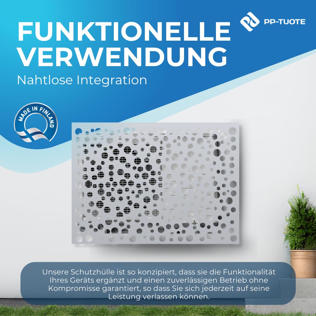 Wärmepumpen- und Klimaanlagenabdeckung, verzinkt | Wetterfester verzinkter Stahl, pulverbeschichtet; 104 x 76,3 x 47 cm, mit verstellbaren Metallfüßen