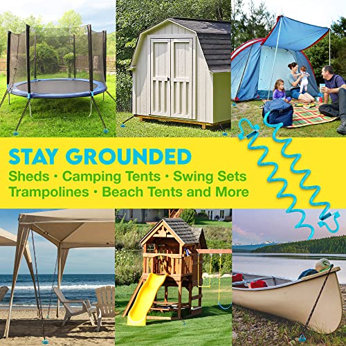 16" Ground Anchors - 4 Pack Earth Augers For Securing Camping Tents, Shed, Trampoline, Includes Torque Bar And Carrying Sack - 475 Lbs Pull Force #TOP3