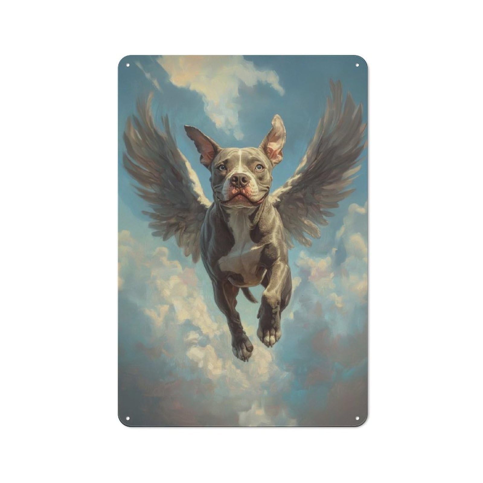 Junmoney American Staffordshire Terrier Angel Loyal P Et Tribute Dog With Wings Rustic Tin Wall Plaque 30X20cm For Garage Or Workshop, For Home Interiors, Feature Walls And Decorative Displays