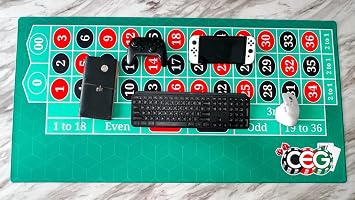 CEG Roulette Desk Pad 48 Inch X 24 Inch Dealer Practice Double Zero Roulette Layout & Non-Slip Rubber Mouse Pad