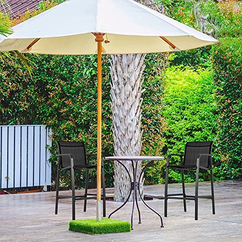 Jbdda 2Pcs Patio Bar Stool High Back Bar Stool With Foot And Arms Black #TOP3