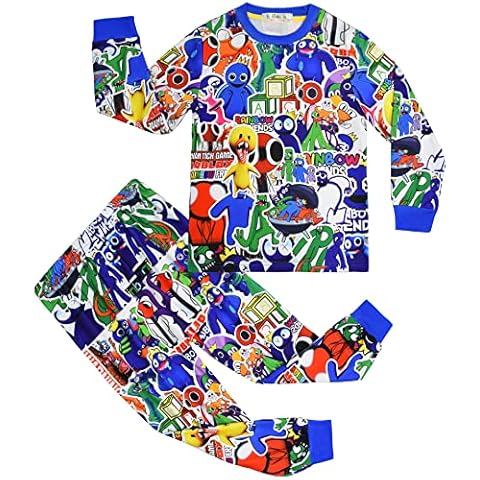 Rainsbow.Friend Boys' Pajamas 2-Piece PJ Pants Set Little Kids Long Sleeve Sleepwear Game Gift Blue 10-11 Years Cover